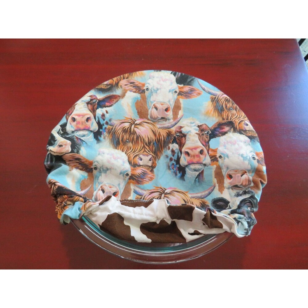 Kitchenaid Bowl Cover Reversible Cows and White and Brown Cow Print - Picture 5 of 7